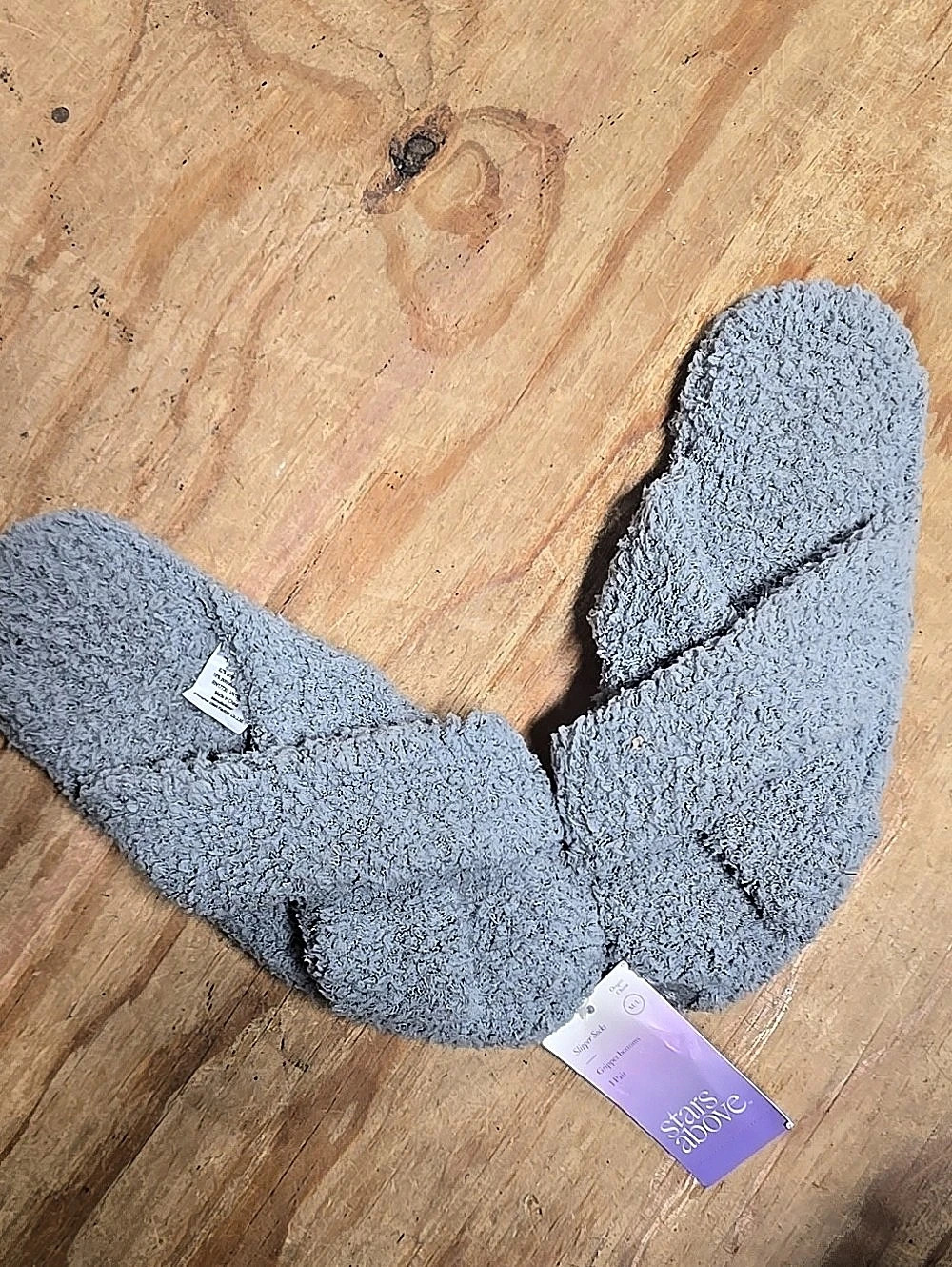Stars Above Paris Crossband Faux Fur Slide Slippers Gray